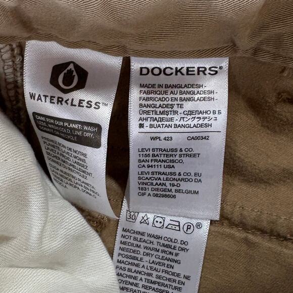 Dockers Cargo Pants Mens 34x29 Tan Straight Stretch Loose Chino Faded Preppy Y2K - Picture 9 of 11
